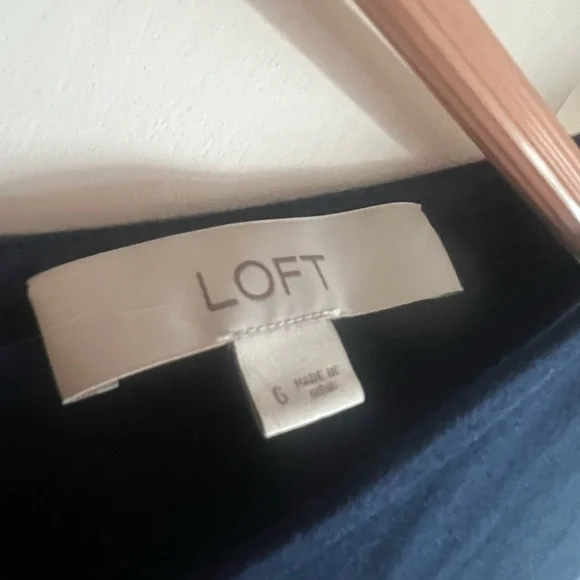 LOFT Black and Blue Sleeveless V-Neck Midi Sundress (with pockets!). So comfy! - Picture 2 of 2